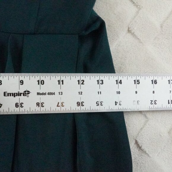 Shona Joy Emerald Green Draped Satin Midi Dress Womens 4 With a Tulip Hem - Picture 6 of 10